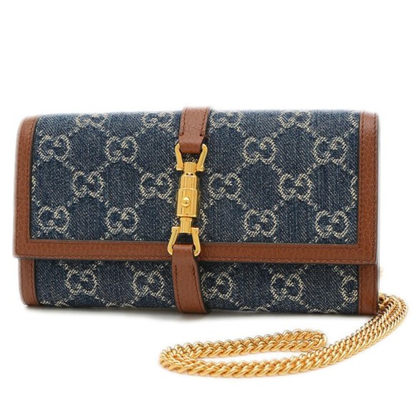 Gucci GG Denim Jackie 1961 Chain Wallet NEW WITH DUST BAG - Picture 1 of 15